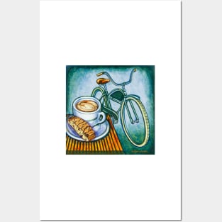 Green Electra Delivery Bicycle Coffee and biscotti Posters and Art